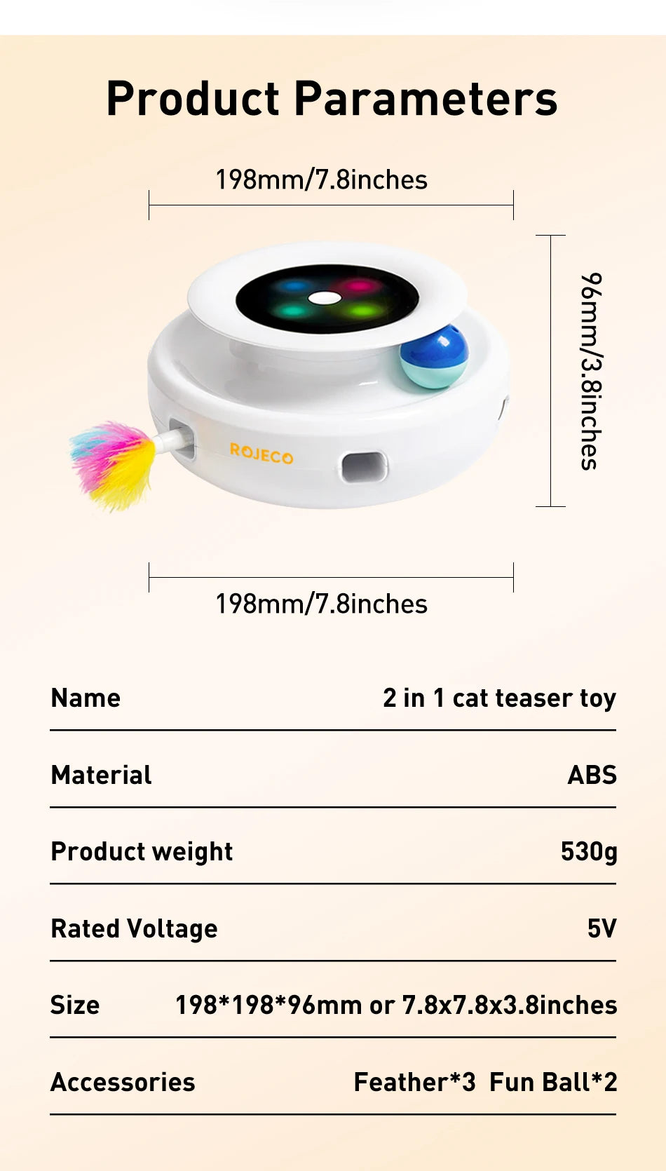 Interactive Electronic Cat Toy with Feathers and LED Lights