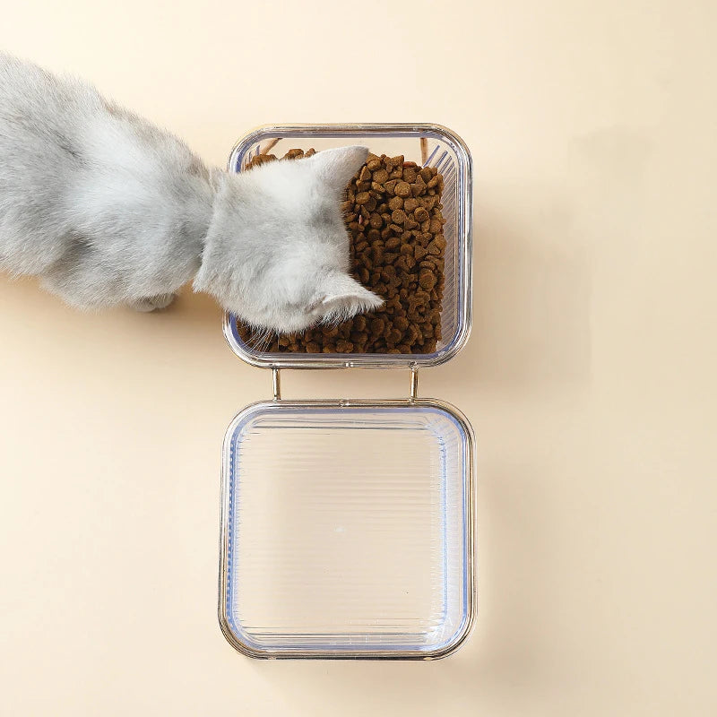 Elevated Double Cat Feeder with Transparent Bowls