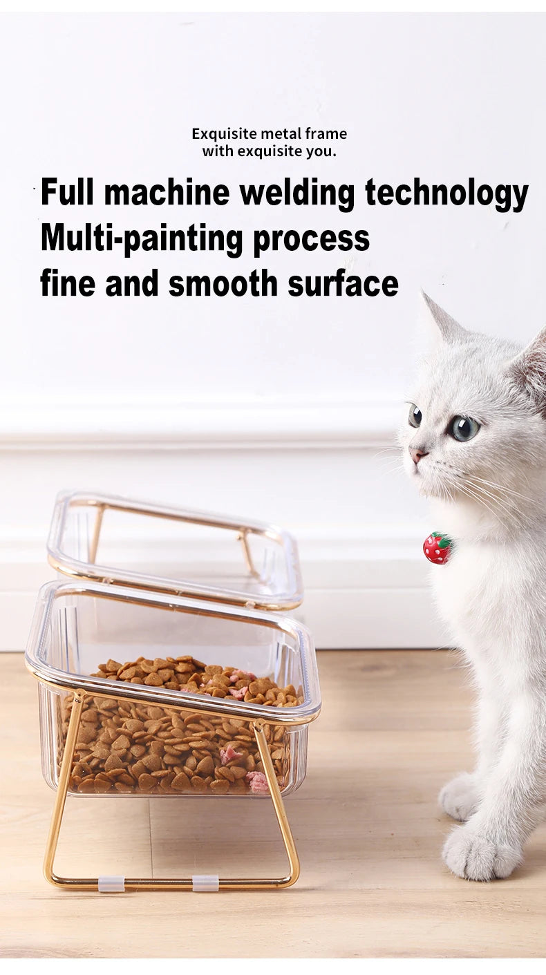 Elevated Double Cat Feeder with Transparent Bowls