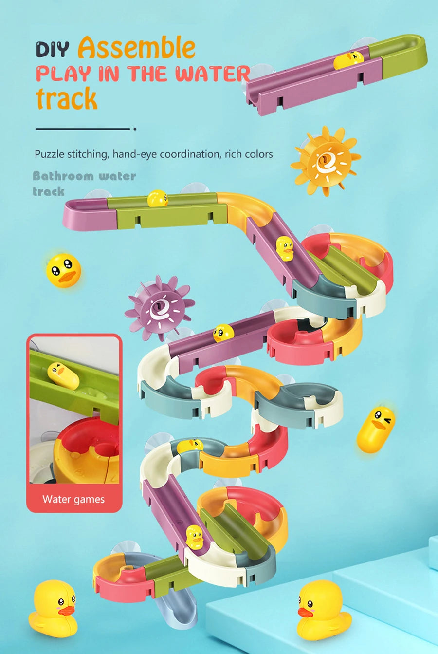 Suction Cup Bath Marble Run