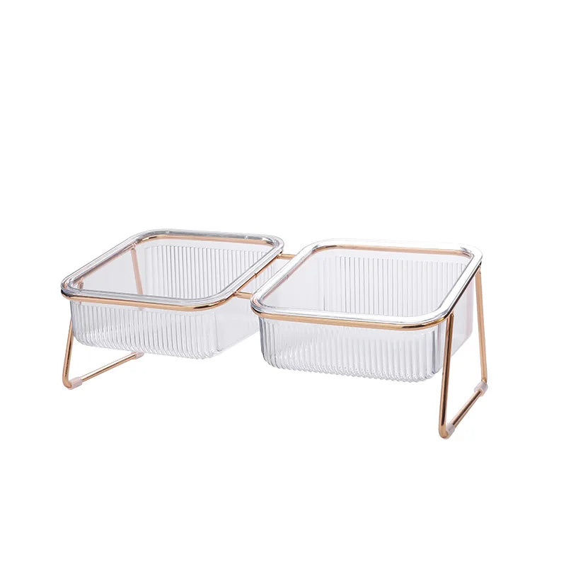 Elevated Double Cat Feeder with Transparent Bowls