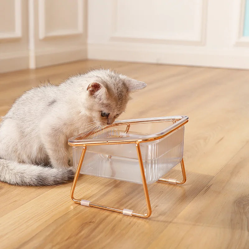 Elevated Double Cat Feeder with Transparent Bowls
