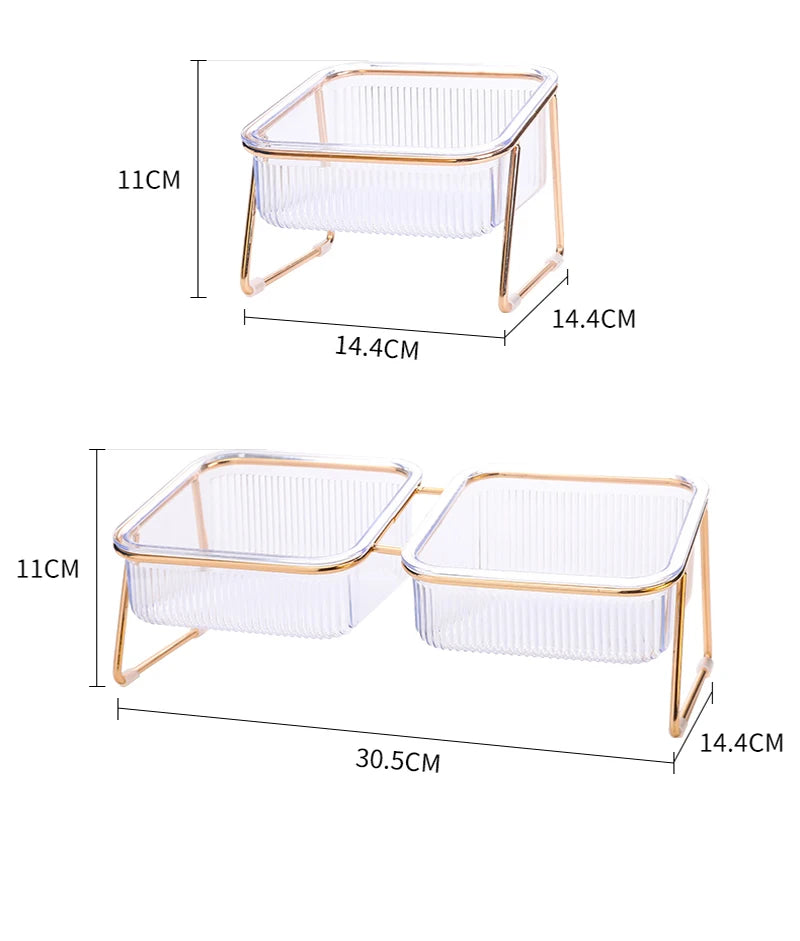 Elevated Double Cat Feeder with Transparent Bowls