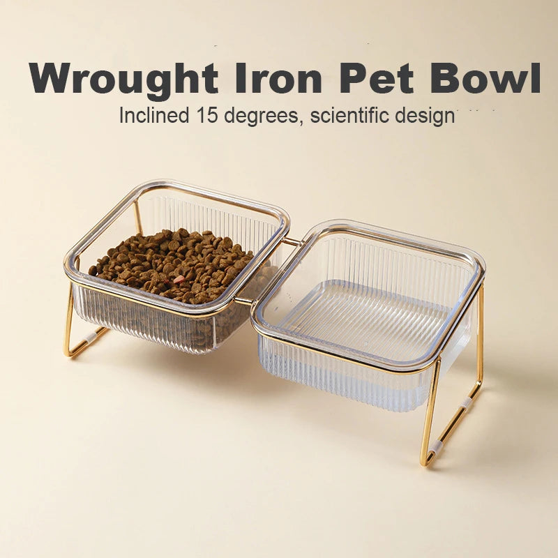 Elevated Double Cat Feeder with Transparent Bowls