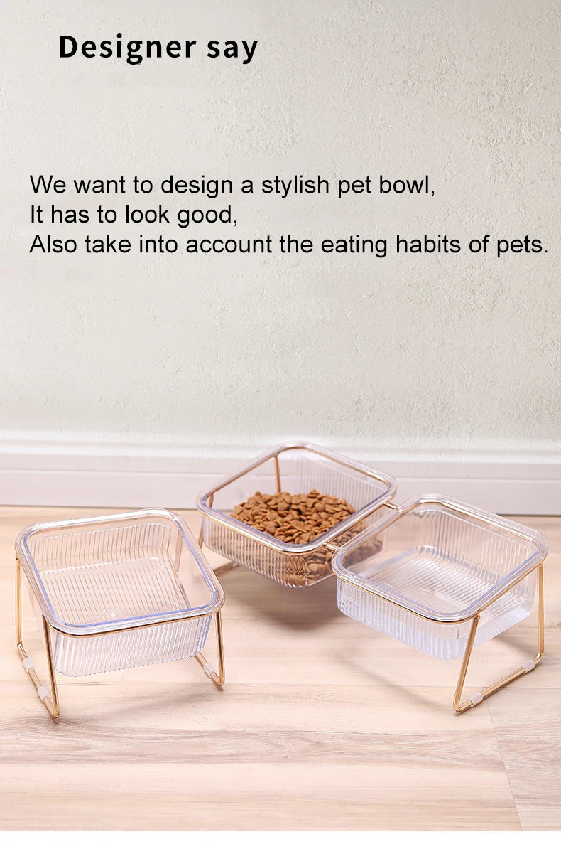 Elevated Double Cat Feeder with Transparent Bowls