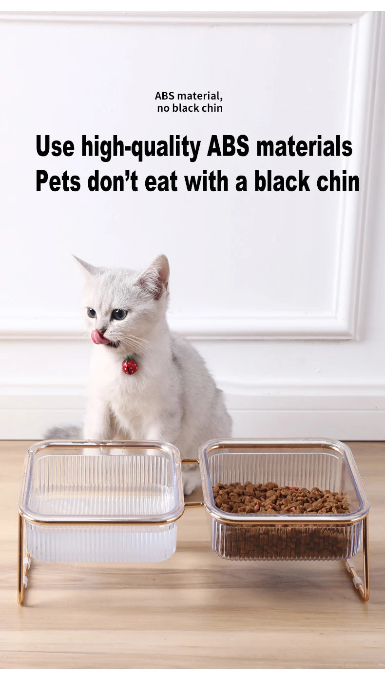 Elevated Double Cat Feeder with Transparent Bowls