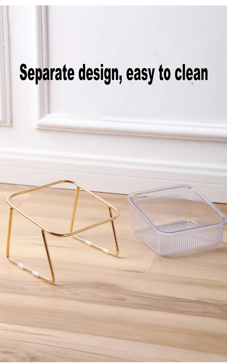 Elevated Double Cat Feeder with Transparent Bowls