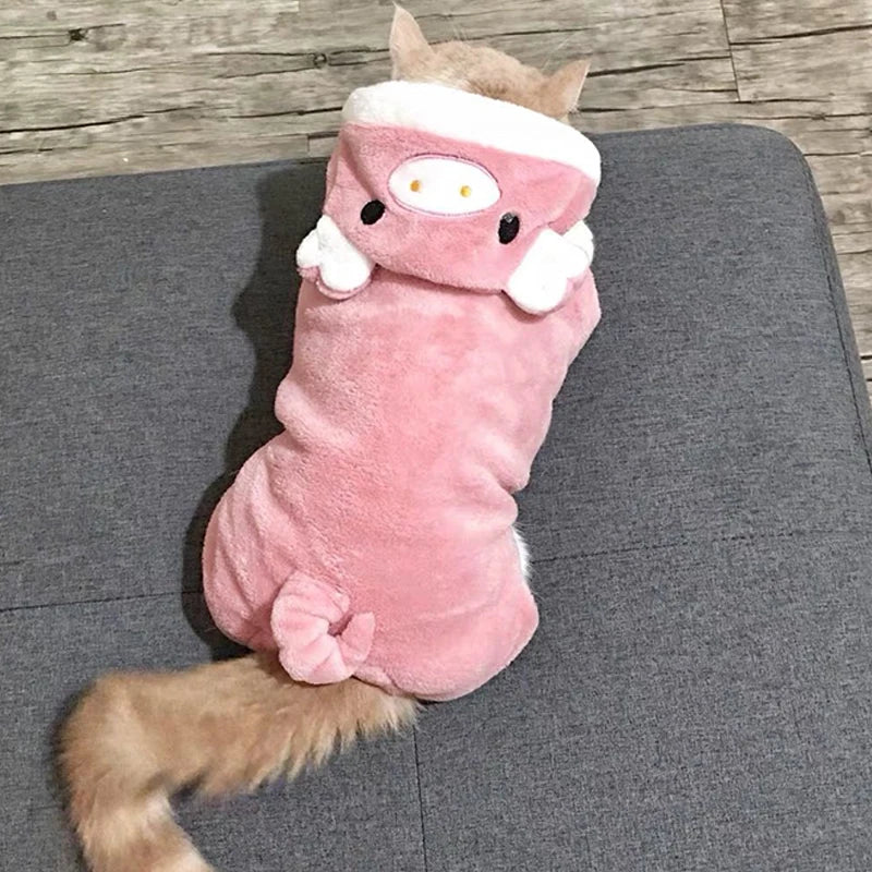 Plush Dog Costume Hoodie Jumpsuit