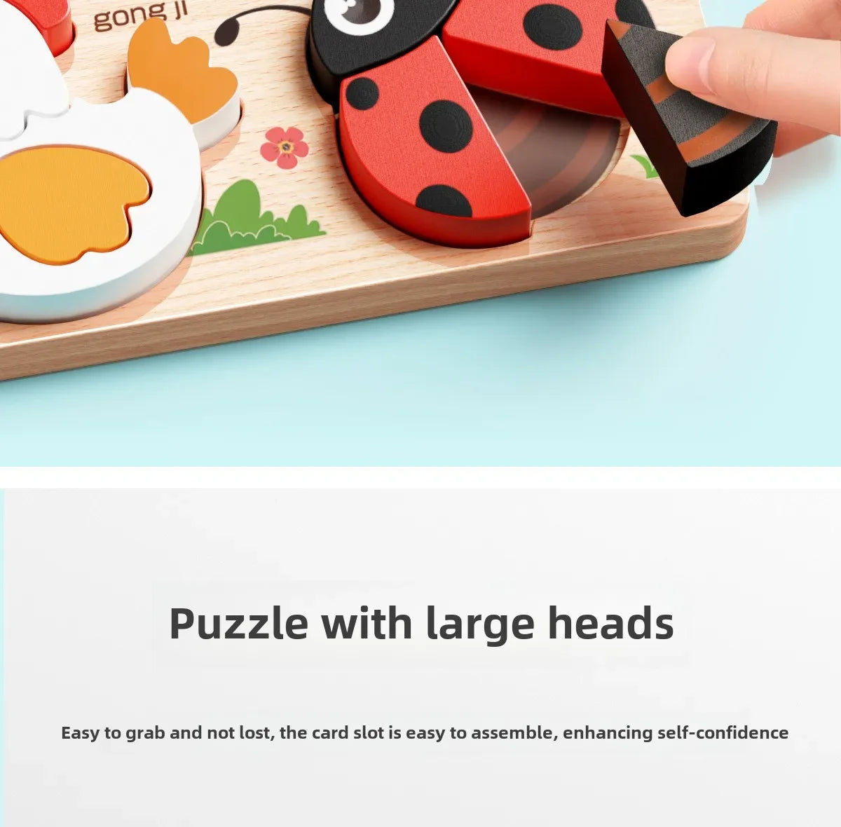 4-in-1 Wooden Montessori Puzzle (3D + Shapes + Numbers)
