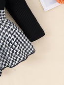 Baby Girl Romper Dress Set (Houndstooth) – 3 Pieces