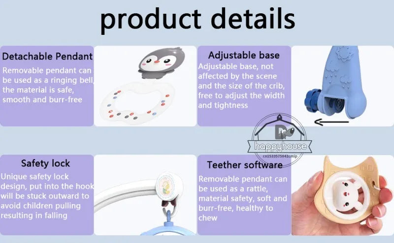 Baby Crib Mobile with Music & Remote Control (Projector Light)