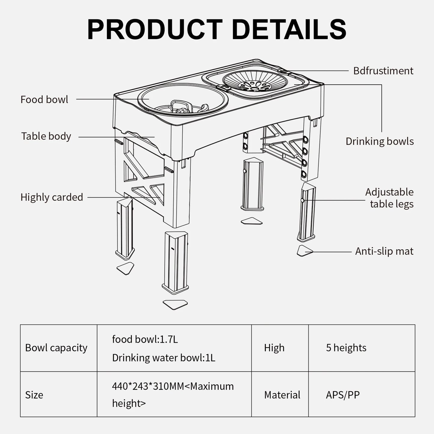 Adjustable Elevated Pet Feeder (Double Bowl)