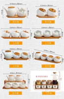 Condiment Organizer Set with Ceramic Jars & Wooden Rack