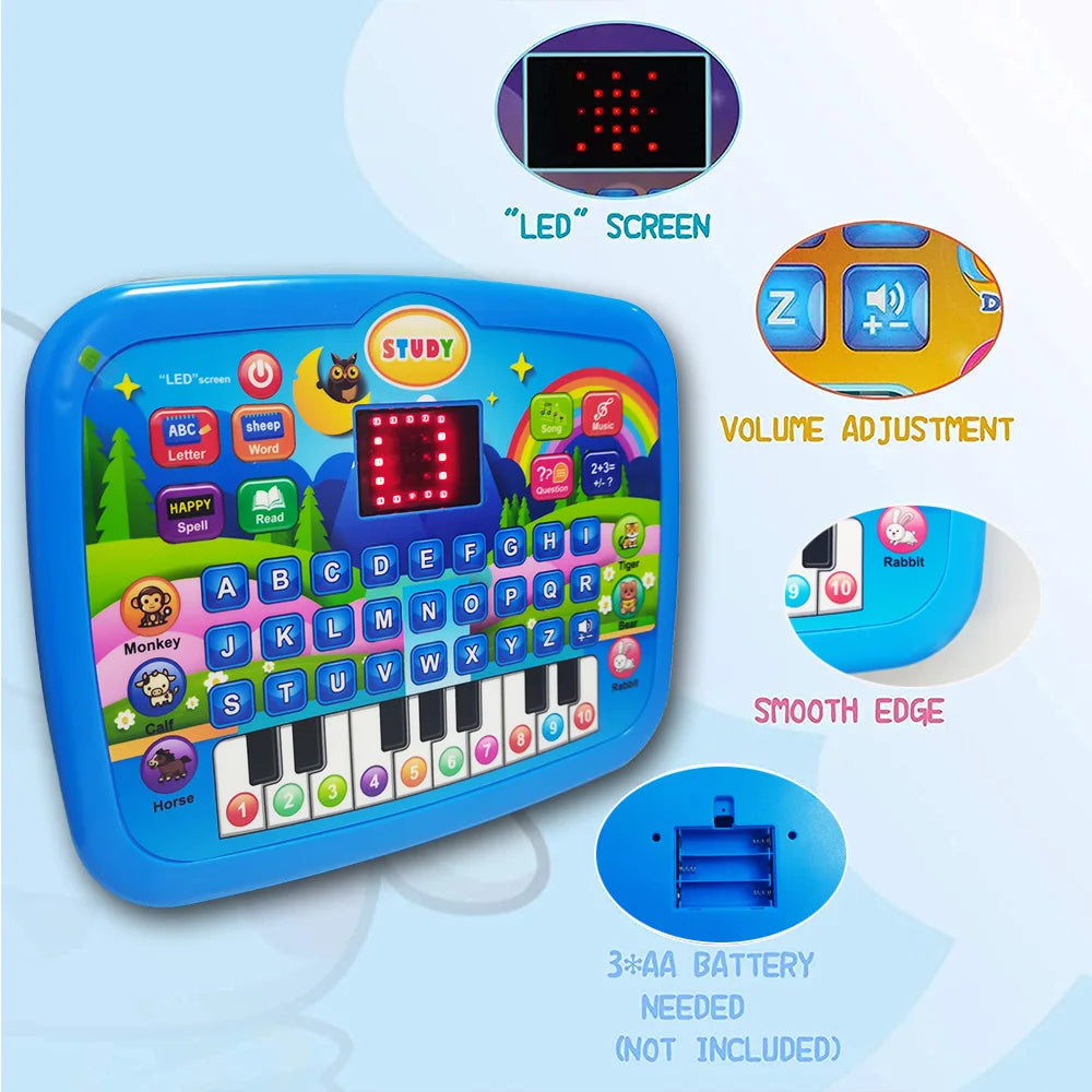 Interactive Kids Learning Tablet (Letters, Numbers & Music)