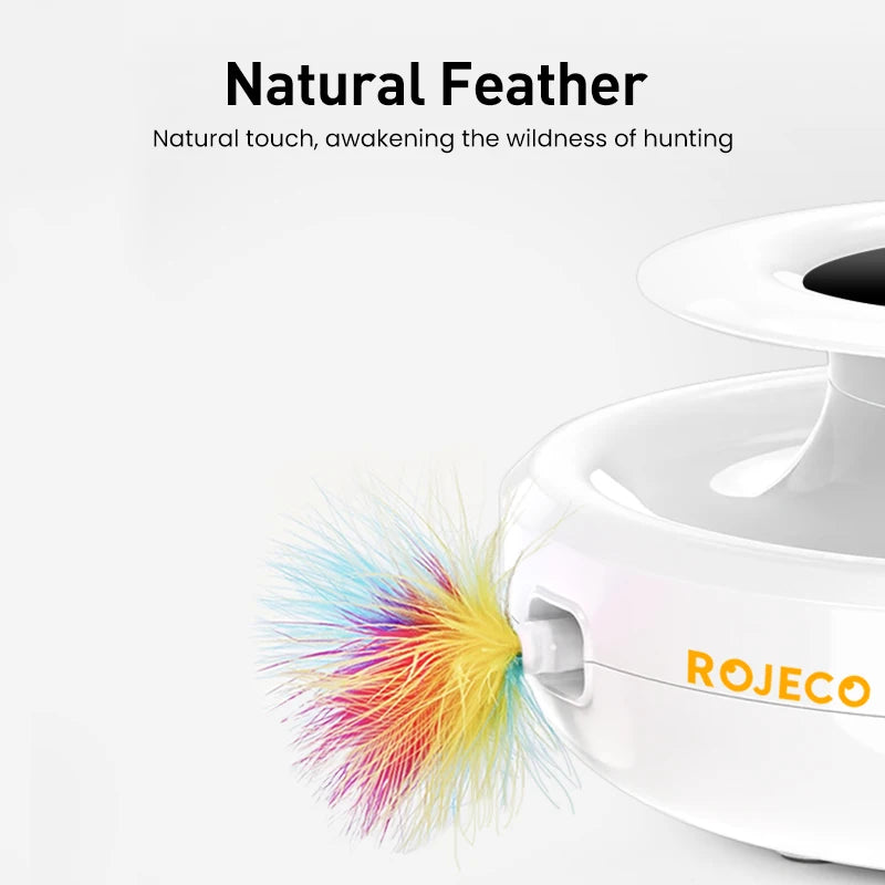 Interactive Electronic Cat Toy with Feathers and LED Lights