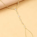 Delicate Luxury Waterdrop Shape Circle CZ Zircon Links Hand Chain Bracelets 18K Gold Color Chain Finger Bracelets Party Jewelry