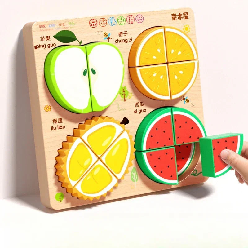4-in-1 Wooden Montessori Puzzle (3D + Shapes + Numbers)