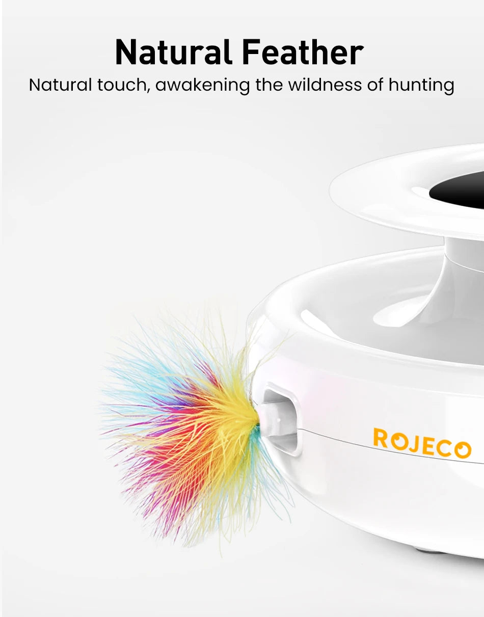 Interactive Electronic Cat Toy with Feathers and LED Lights