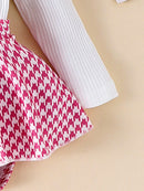 Baby Girl Romper Dress Set (Houndstooth) – 3 Pieces