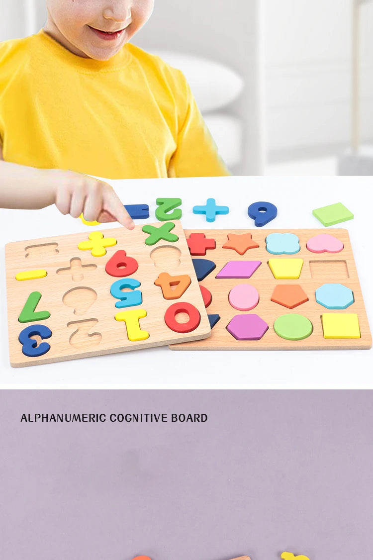 Wooden Montessori Puzzle (Letters, Numbers & Shapes)