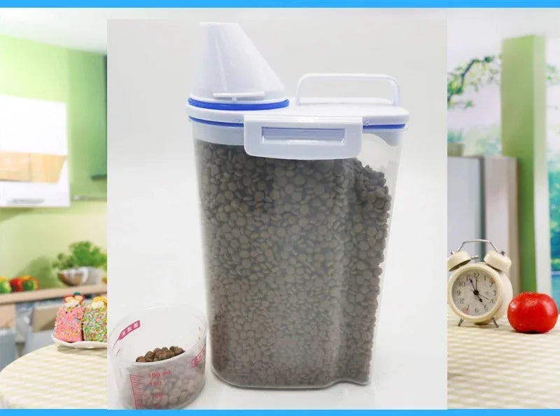 Airtight Pet Food Storage Container with Measuring Cup
