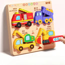 4-in-1 Wooden Montessori Puzzle (3D + Shapes + Numbers)
