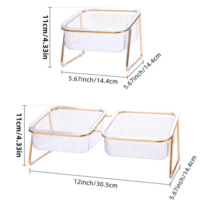 Elevated Double Cat Feeder with Transparent Bowls