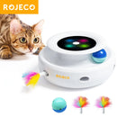 Interactive Electronic Cat Toy with Feathers and LED Lights