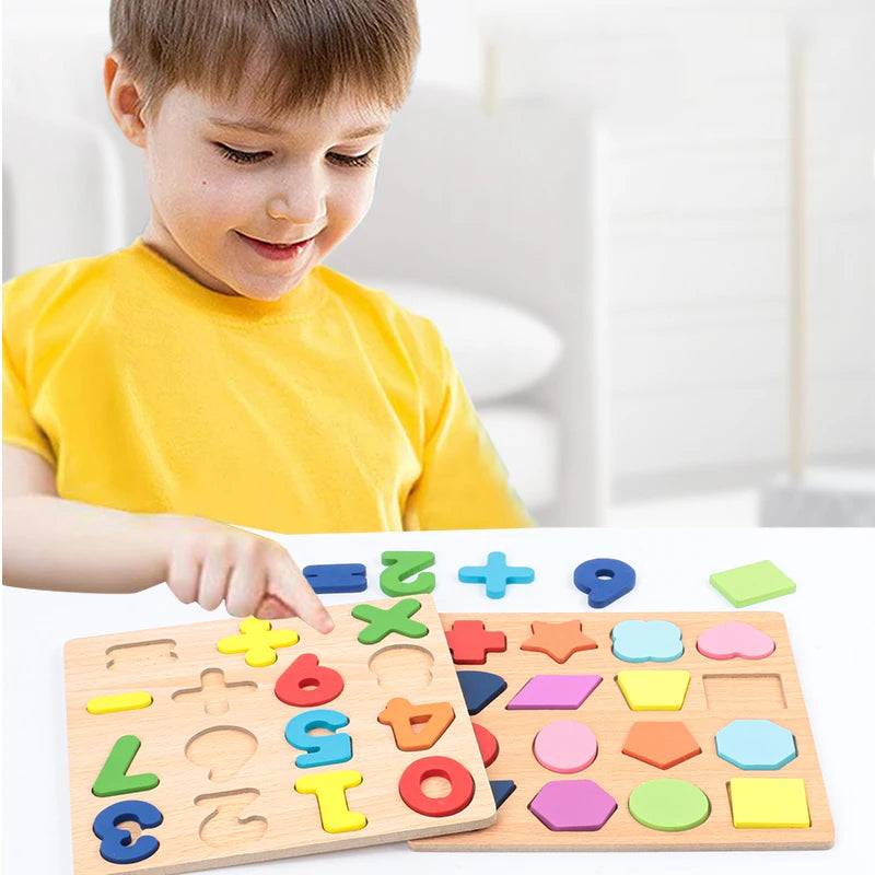 Wooden Montessori Puzzle (Letters, Numbers & Shapes)