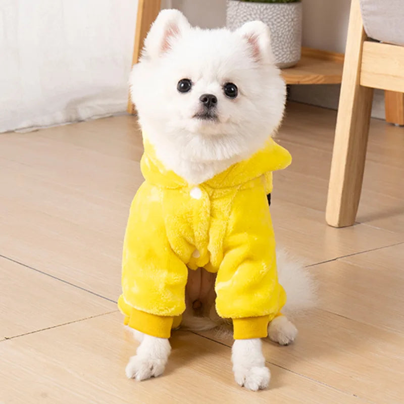 Plush Dog Costume Hoodie Jumpsuit