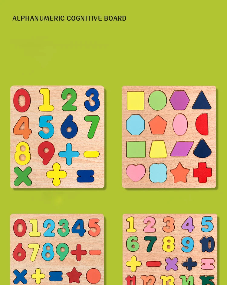 Wooden Montessori Puzzle (Letters, Numbers & Shapes)
