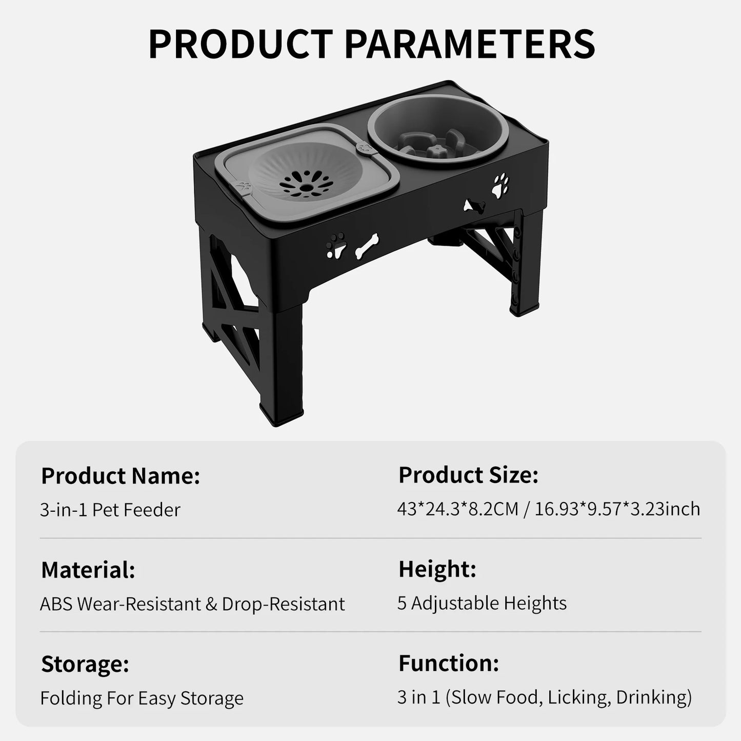 Adjustable Elevated Pet Feeder (Double Bowl)