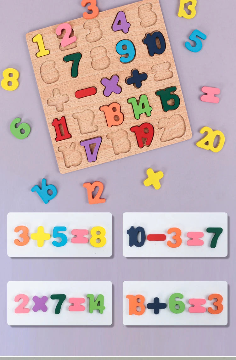 Wooden Montessori Puzzle (Letters, Numbers & Shapes)
