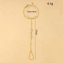 Delicate Luxury Waterdrop Shape Circle CZ Zircon Links Hand Chain Bracelets 18K Gold Color Chain Finger Bracelets Party Jewelry