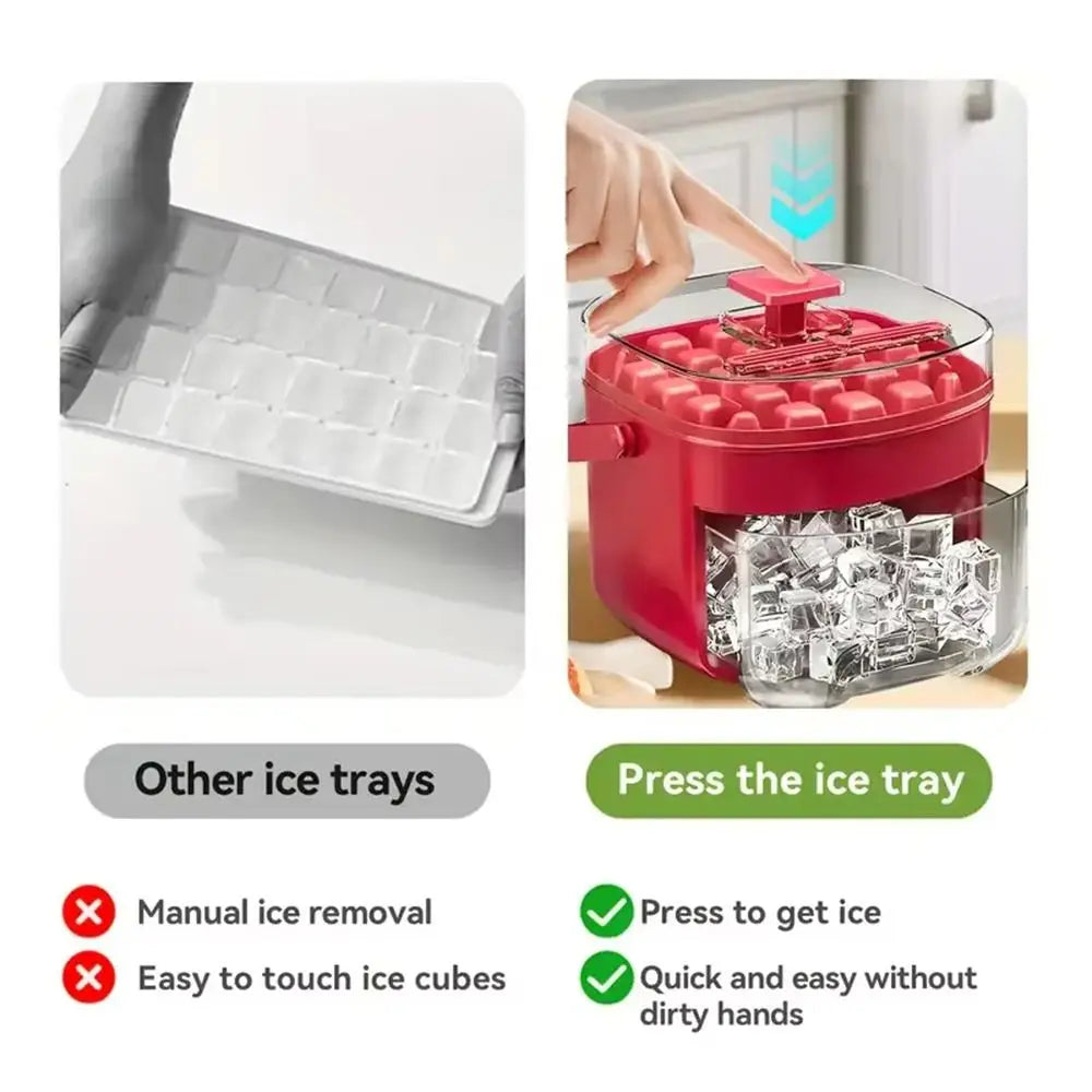 Press Ice Cube Tray with Storage Box