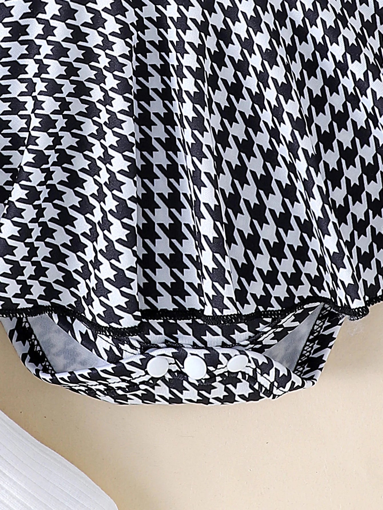 Baby Girl Romper Dress Set (Houndstooth) – 3 Pieces