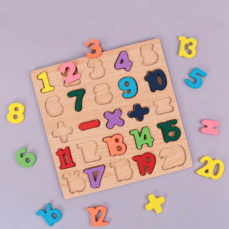 Wooden Montessori Puzzle (Letters, Numbers & Shapes)
