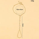 Delicate Luxury Waterdrop Shape Circle CZ Zircon Links Hand Chain Bracelets 18K Gold Color Chain Finger Bracelets Party Jewelry