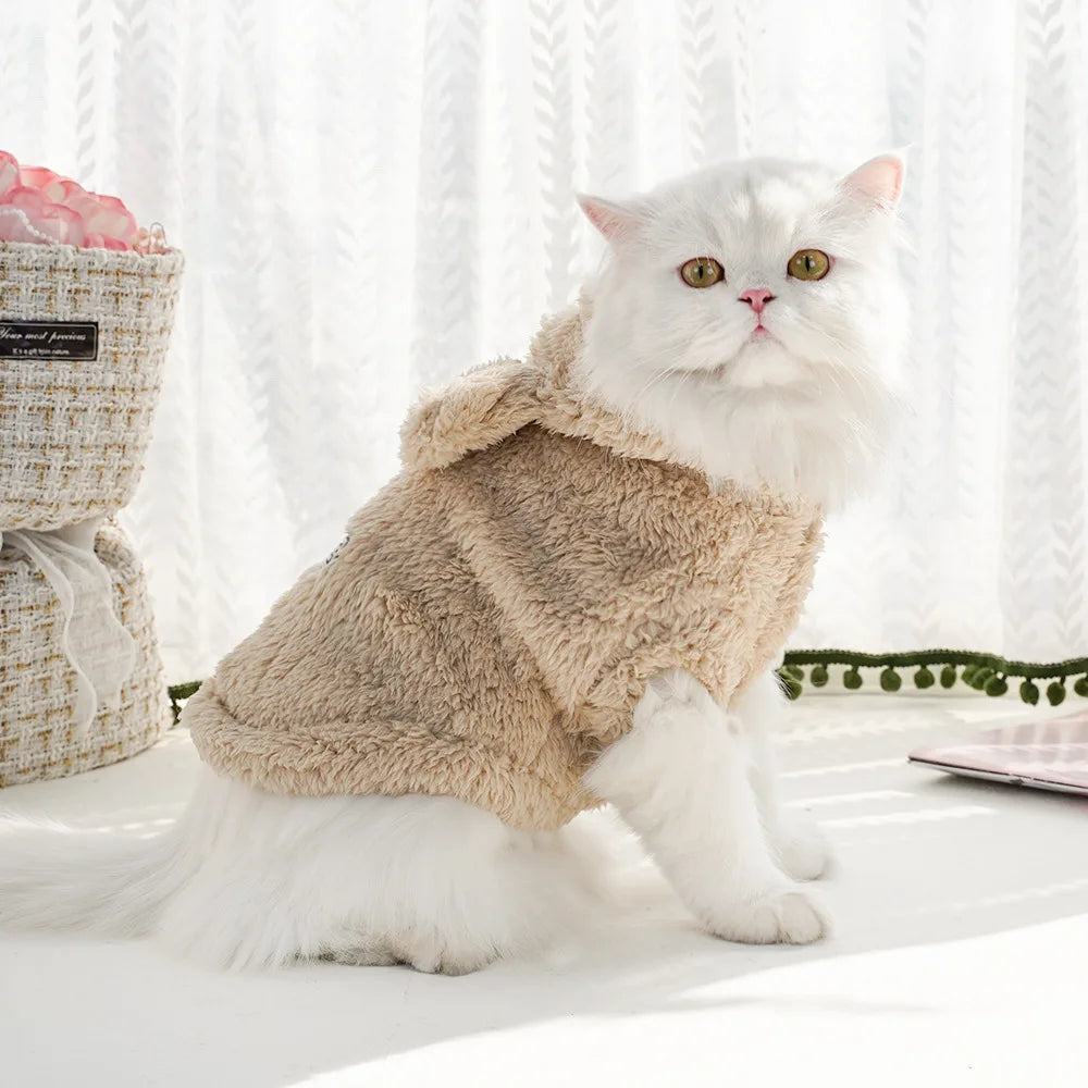 Plush Pet Hoodie for Cats & Small Dogs