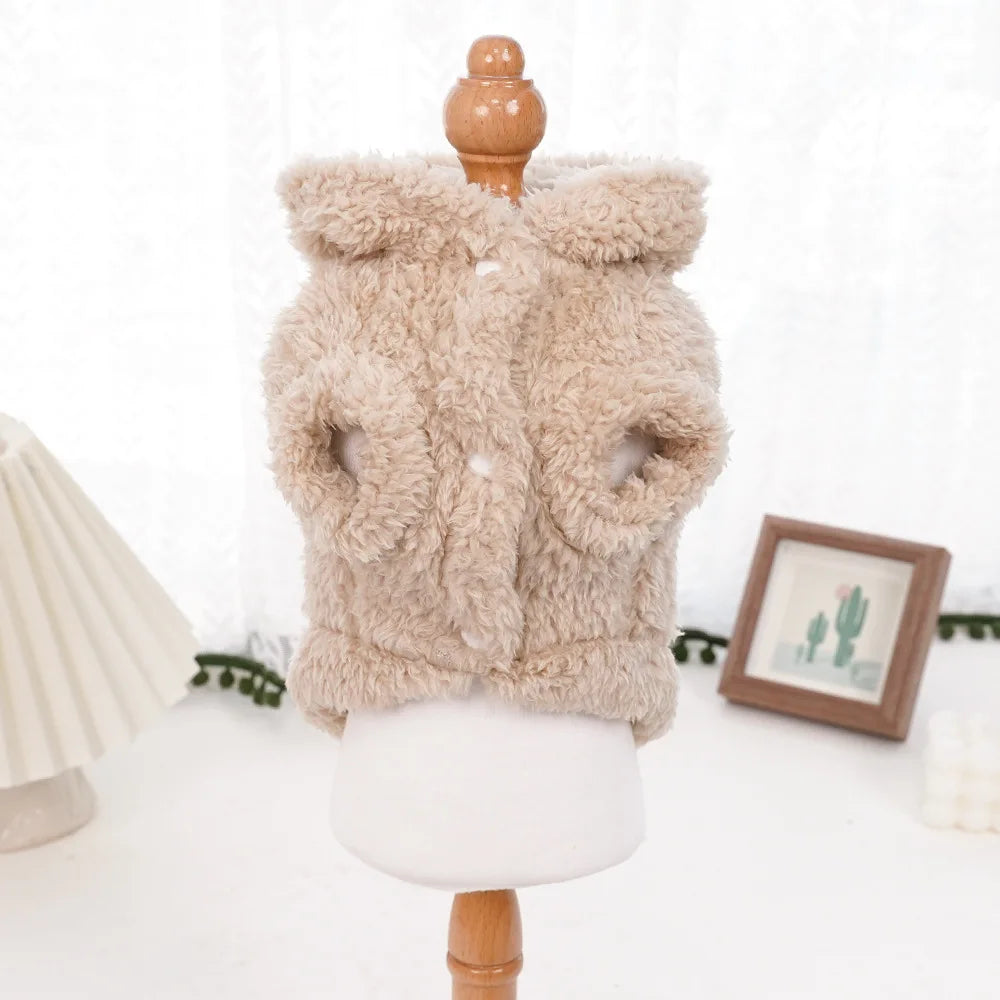 Plush Pet Hoodie for Cats & Small Dogs