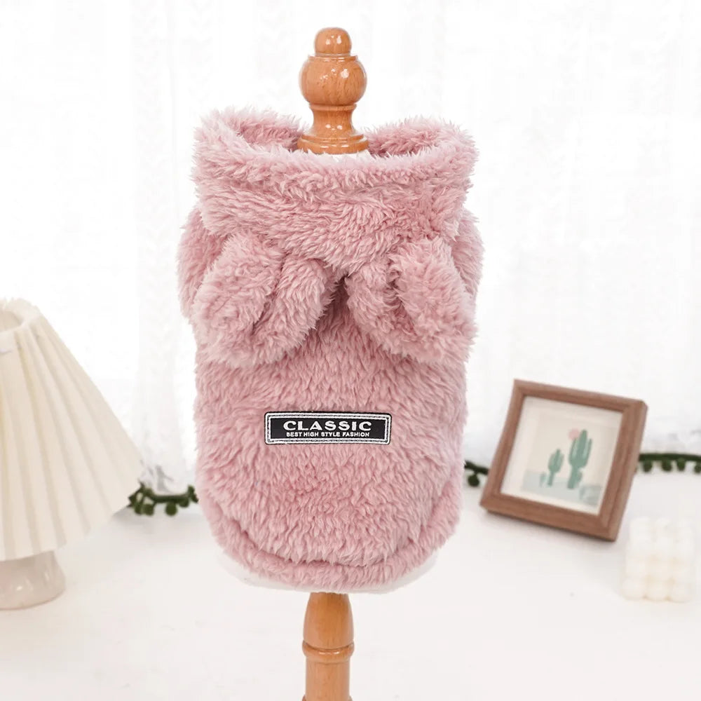 Plush Pet Hoodie for Cats & Small Dogs