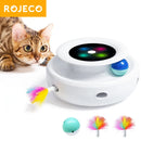 Interactive Electronic Cat Toy with Feathers and LED Lights