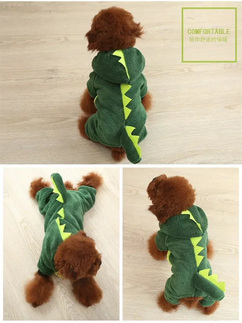 Warm Fleece Dog Hoodie Jumpsuit