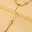 Delicate Luxury Waterdrop Shape Circle CZ Zircon Links Hand Chain Bracelets 18K Gold Color Chain Finger Bracelets Party Jewelry