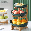 Tiered Fruit Bowl with Wooden Stand