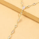 Delicate Luxury Waterdrop Shape Circle CZ Zircon Links Hand Chain Bracelets 18K Gold Color Chain Finger Bracelets Party Jewelry