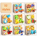 4-in-1 Wooden Montessori Puzzle (3D + Shapes + Numbers)