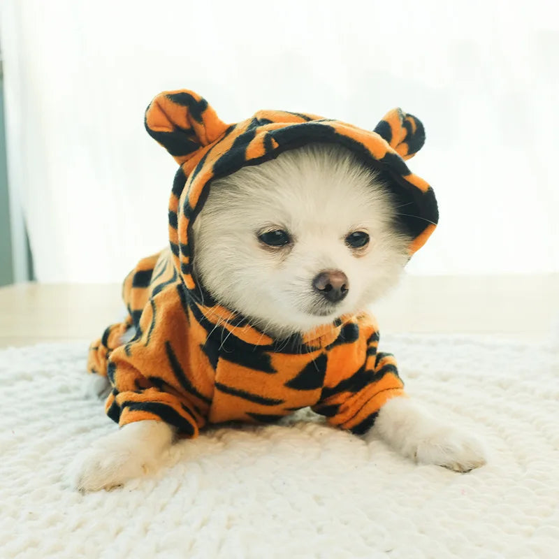 Plush Dog Costume Hoodie Jumpsuit