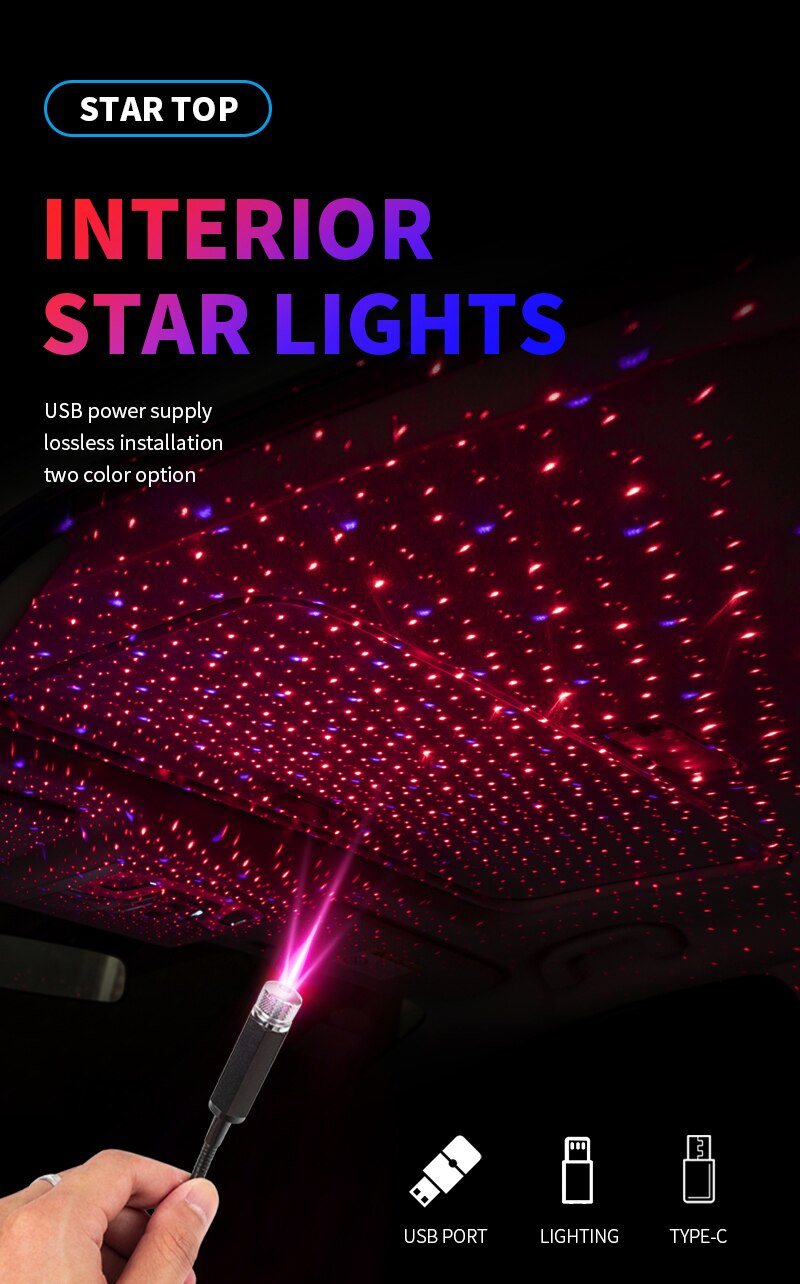 Car Interior Star Projector Light