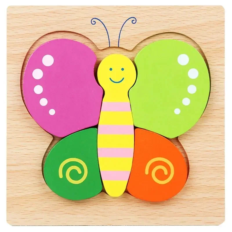 4-in-1 Wooden Montessori Puzzle (3D + Shapes + Numbers)